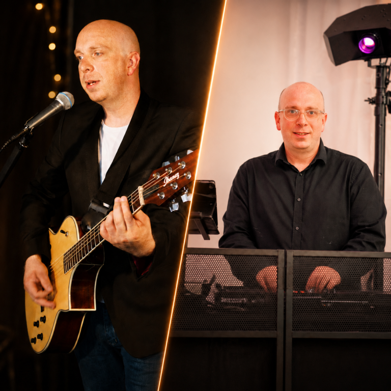 Ben Field performing acoustic music before a DJ set
